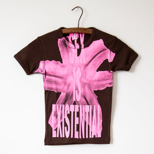 SEX IS EXISTENTIAL baby t-shirt, brown
